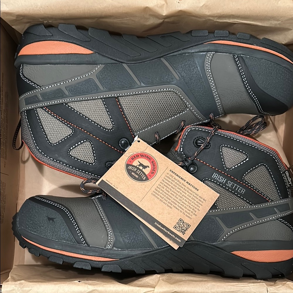 Irish Setter Men's Gray and Orange Safety Hiking Boots